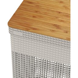 Cesto de Roupas Grid Com Tampa De Bambu 49l Bege - OU - 3