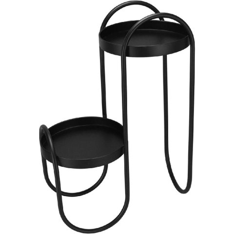Suporte Decorativo Planta Cachepo para Vasos 2 Niveis Home&co Metal 61x25x40cm Preto
