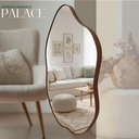 Ver imagem 4 de Espelho Decorativo Palace 60x40cm Orgânico Couro Ecológico Sala Banheiro Moderno Parede:Caramelo