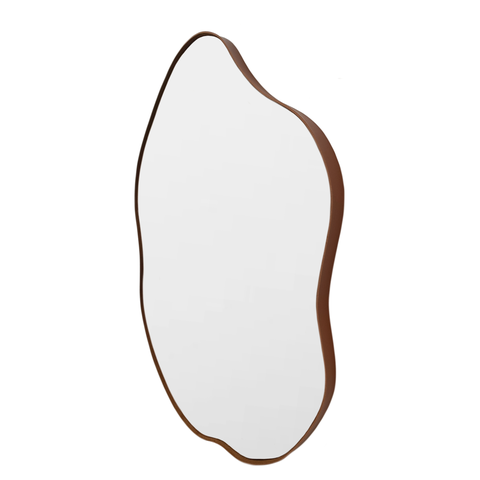 Espelho Decorativo Palace 60x40cm Orgânico Couro Ecológico Sala Banheiro Moderno Parede:Caramelo