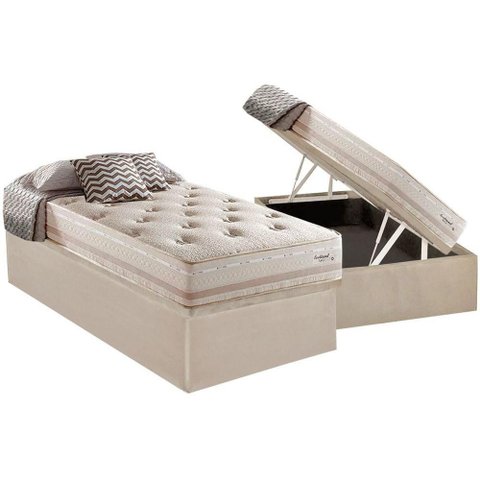 Cama Box Baú Solteiro: Colchão Molas Masterpocket Ensacadas Herval Maxspring Scotland + Base Crc