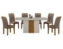 Ver imagem 2 de Mesa Doha 1,60 Off/decor Tampo Off C/vidro 6 Cadeiras Doha