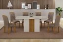 Ver imagem 1 de Mesa Doha 1,60 Off/decor Tampo Off C/vidro 6 Cadeiras Doha