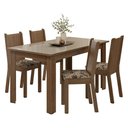 Ver imagem 2 de Conjunto Sala de Jantar Avelã Mesa Tampo de Vidro 4 Cadeiras Rustic/Crema/Bege Marrom Madesa