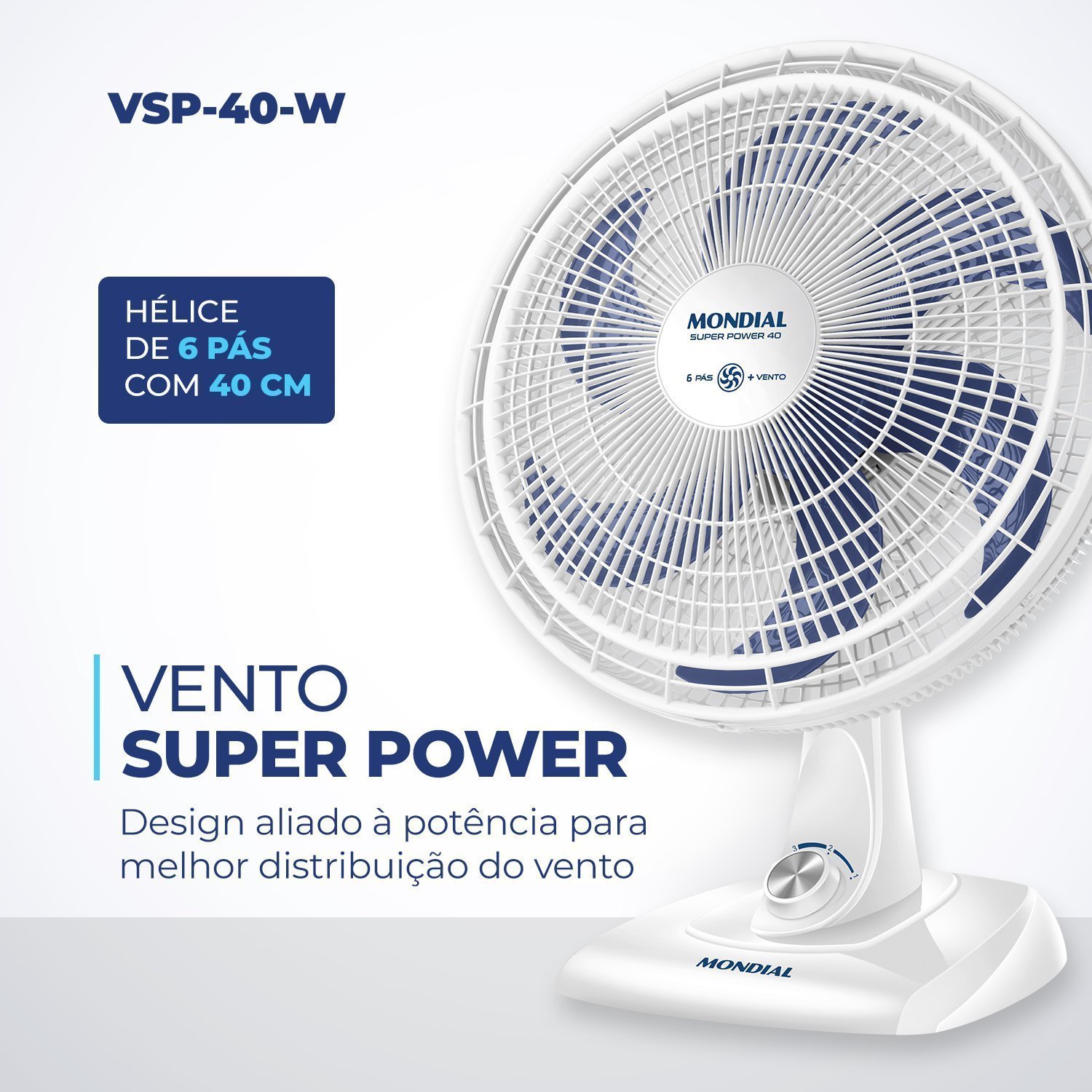 Ventilador de Mesa 40cm Super Power 140w 127v Vsp-40-w Mondial - 3