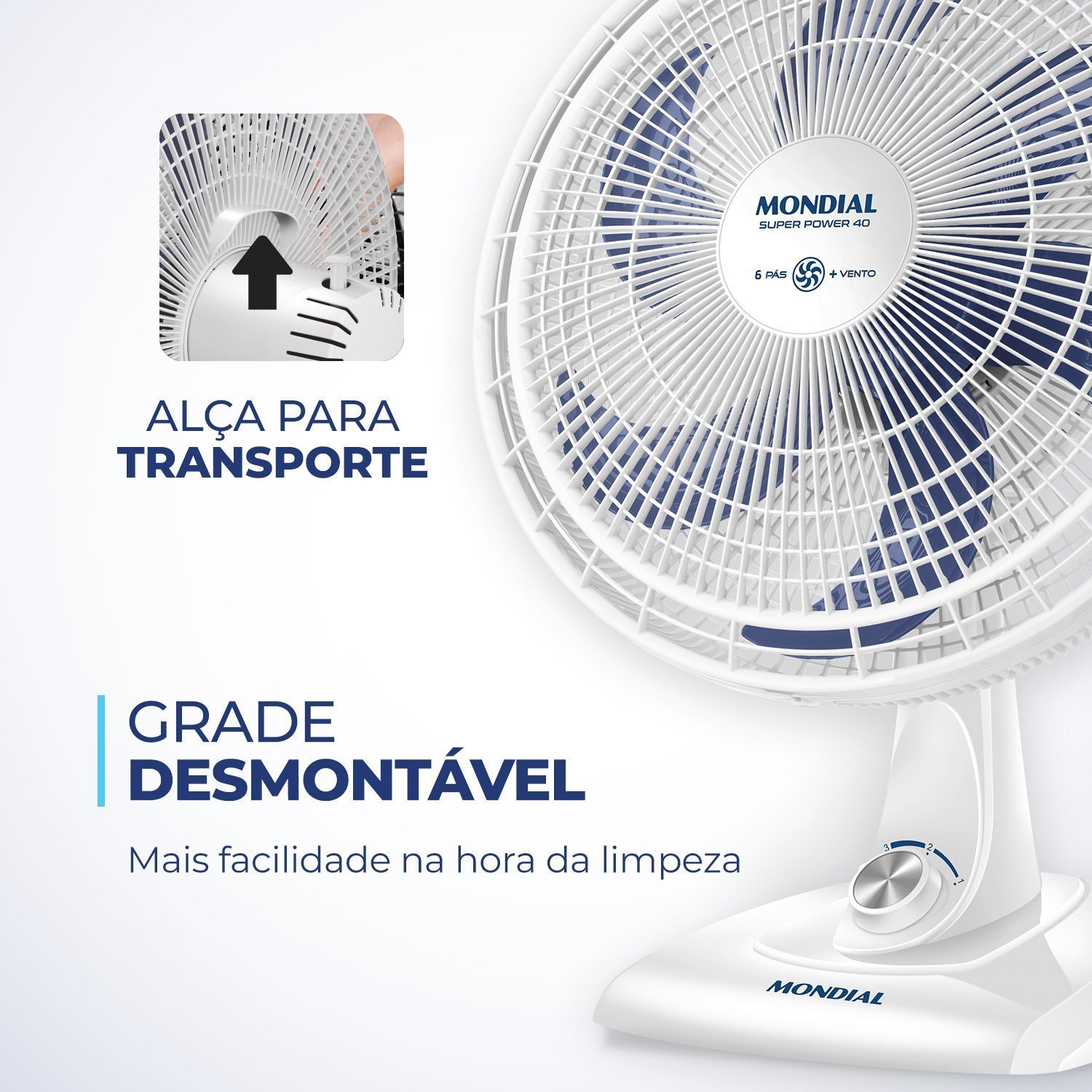 Ventilador de Mesa 40cm Super Power 140w 127v Vsp-40-w Mondial - 6