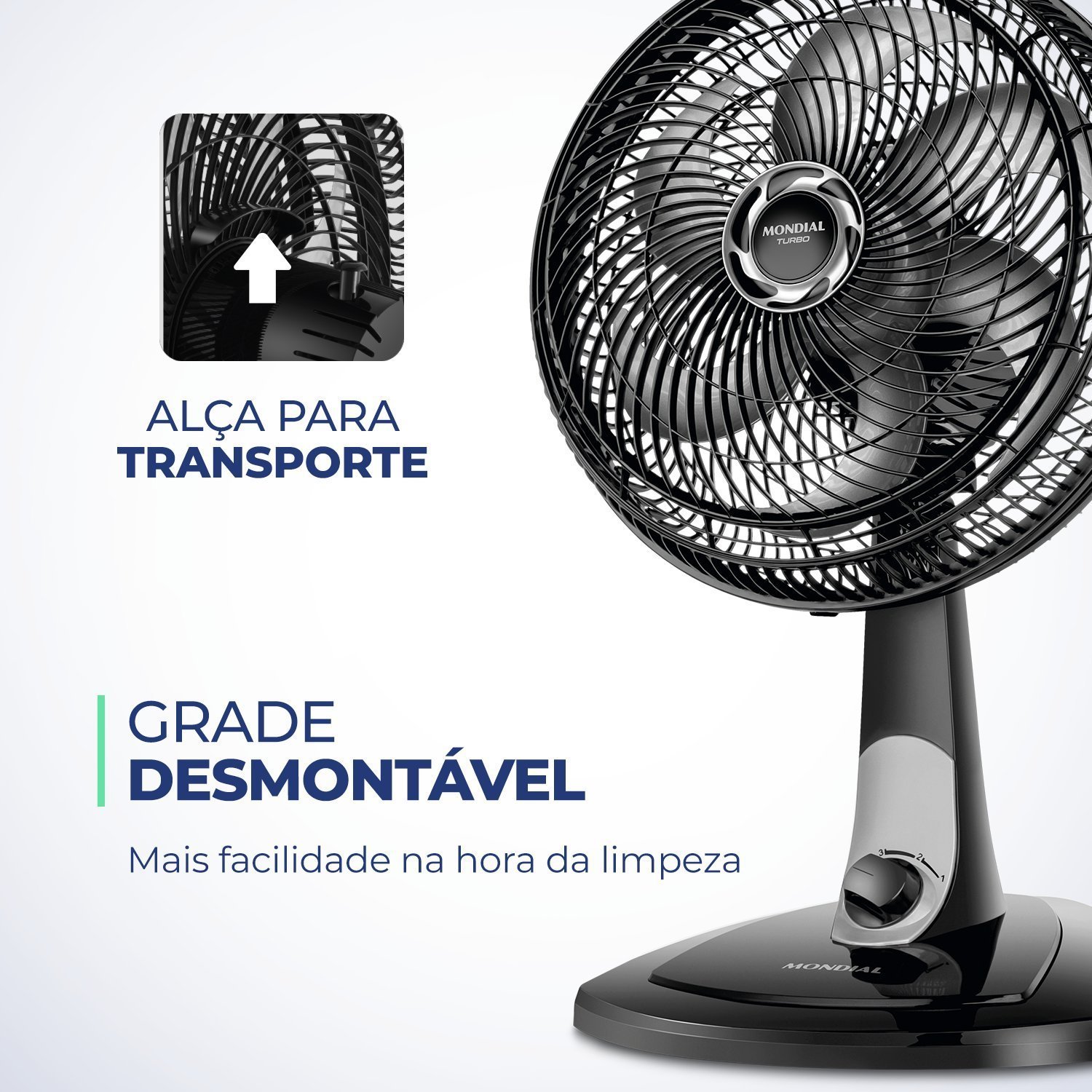 Ventilador de Mesa 30cm Turbo 60w 127v Vt-30-nb Mondial - 6