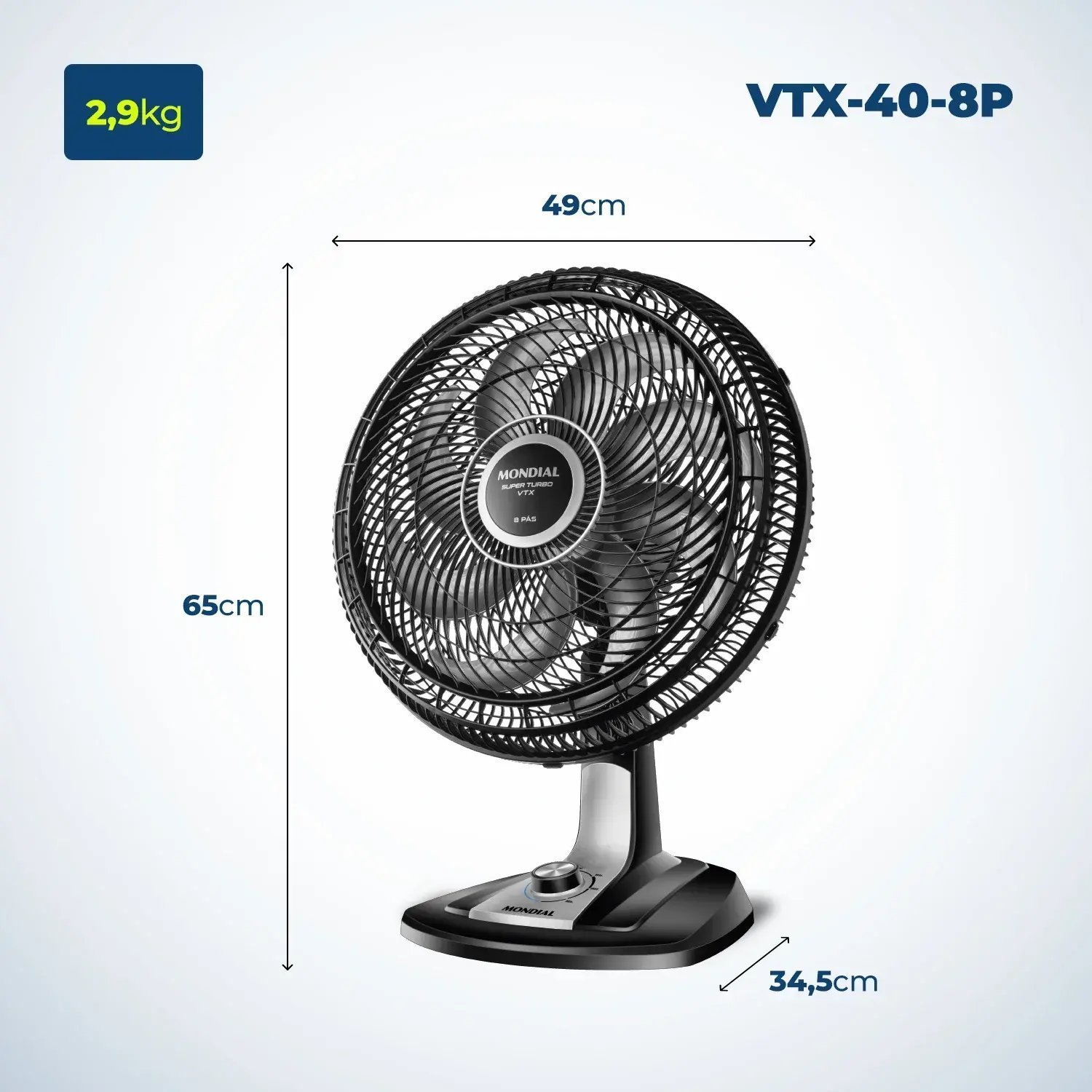 Ventilador 40cm Super Turbo 8 Pás 140w 220v Vtx-40-8p Mondial - 3