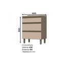 Ver imagem 2 de Gabinete de Cozinha Modulado Balcão Connect 3 Gavetas C/ Tampo Duna/cristal - Henn