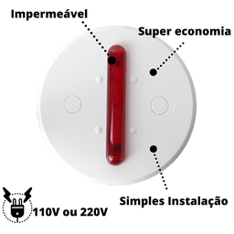 EcoLight Luminária Econômica - Base Branca Vermelho - 110V - 3