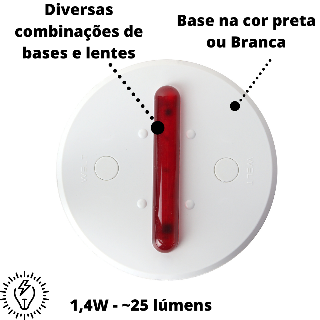 EcoLight Luminária Econômica - Base Branca Vermelho - 110V - 2