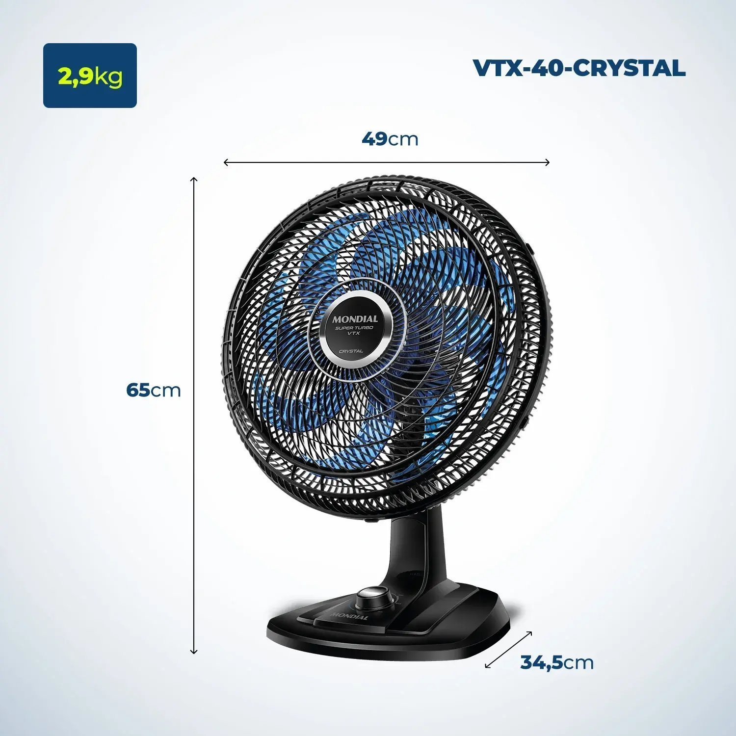 Ventilador de Mesa Super Turbo 8 Pás 140w 220v Vtx-40-crystal Mondial - 2