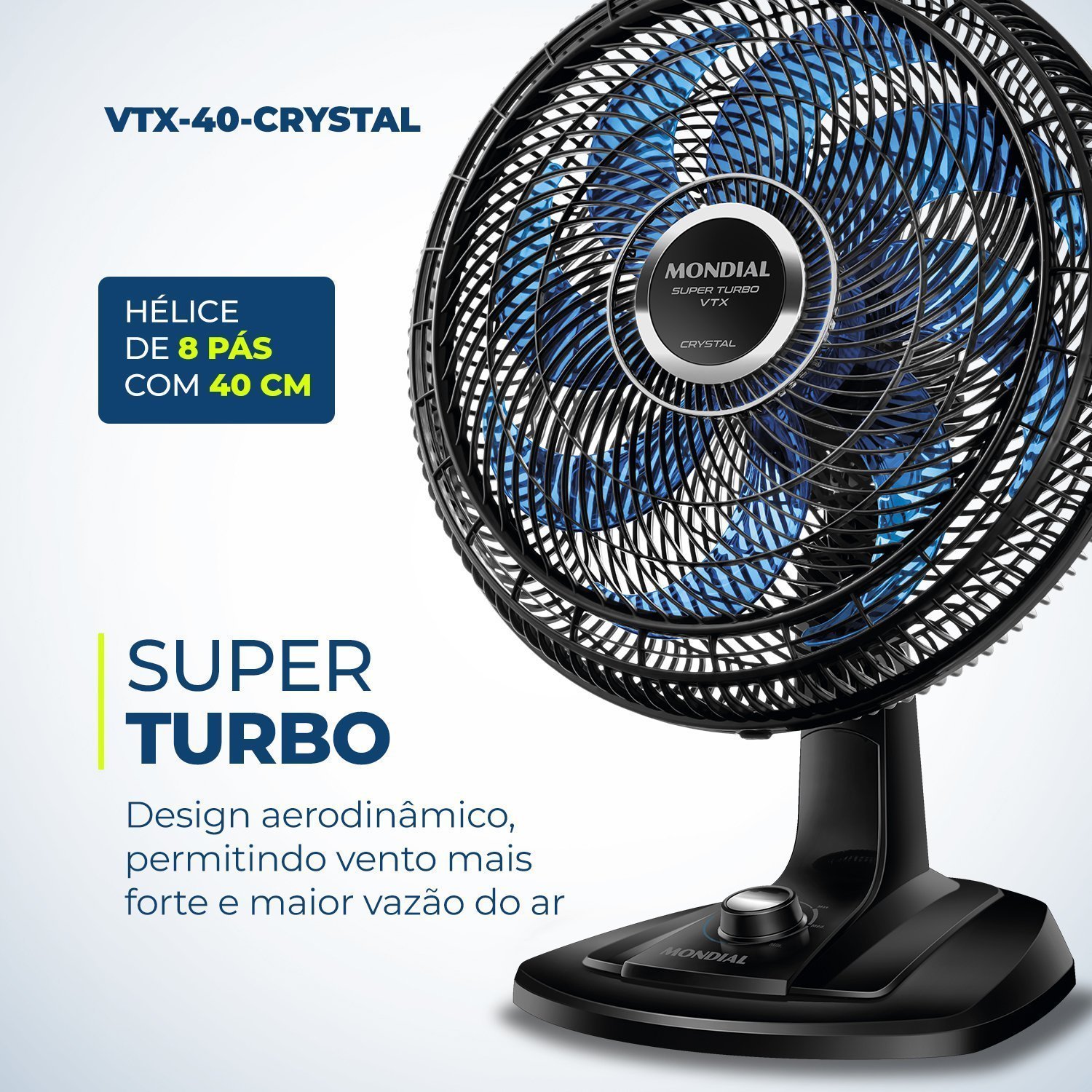 Ventilador de Mesa Super Turbo 8 Pás 140w 220v Vtx-40-crystal Mondial - 3