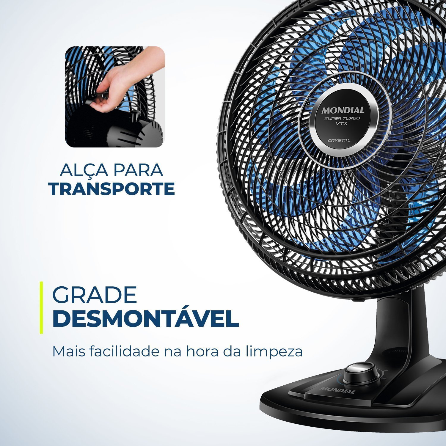 Ventilador de Mesa Super Turbo 8 Pás 140w 220v Vtx-40-crystal Mondial - 6