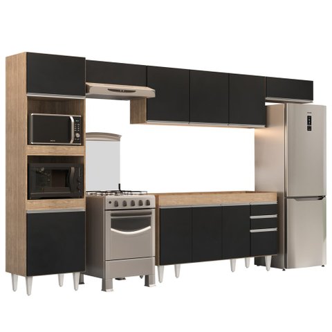 Armário de Cozinha Modulada 5 Peças CP13 Balcão sem Tampo Castanho/Preto - Lumil Lumil Móveis