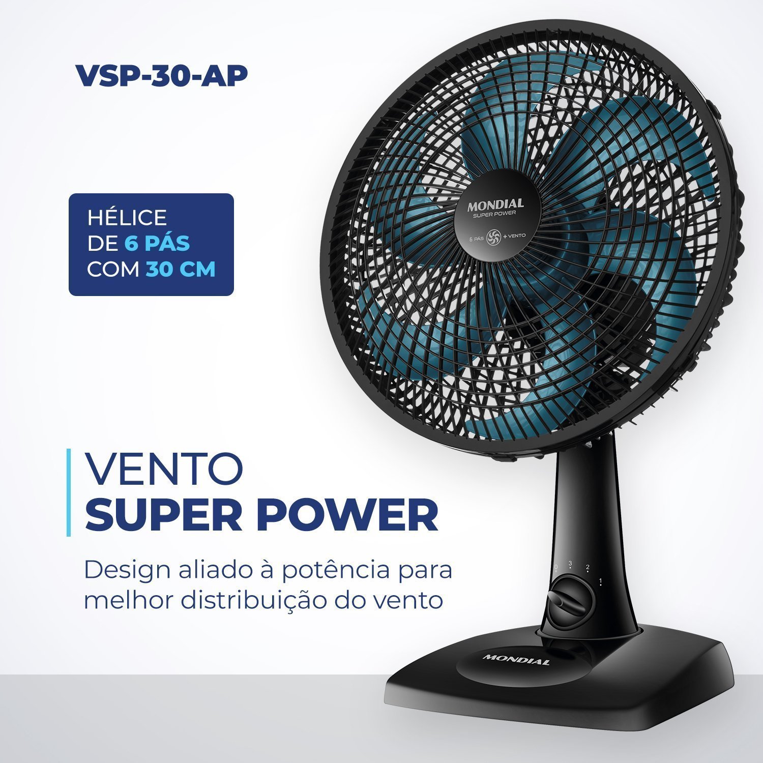 Ventilador de Mesa 30cm Super Power 60w 127v Vsp-30-ap Mondial - 3