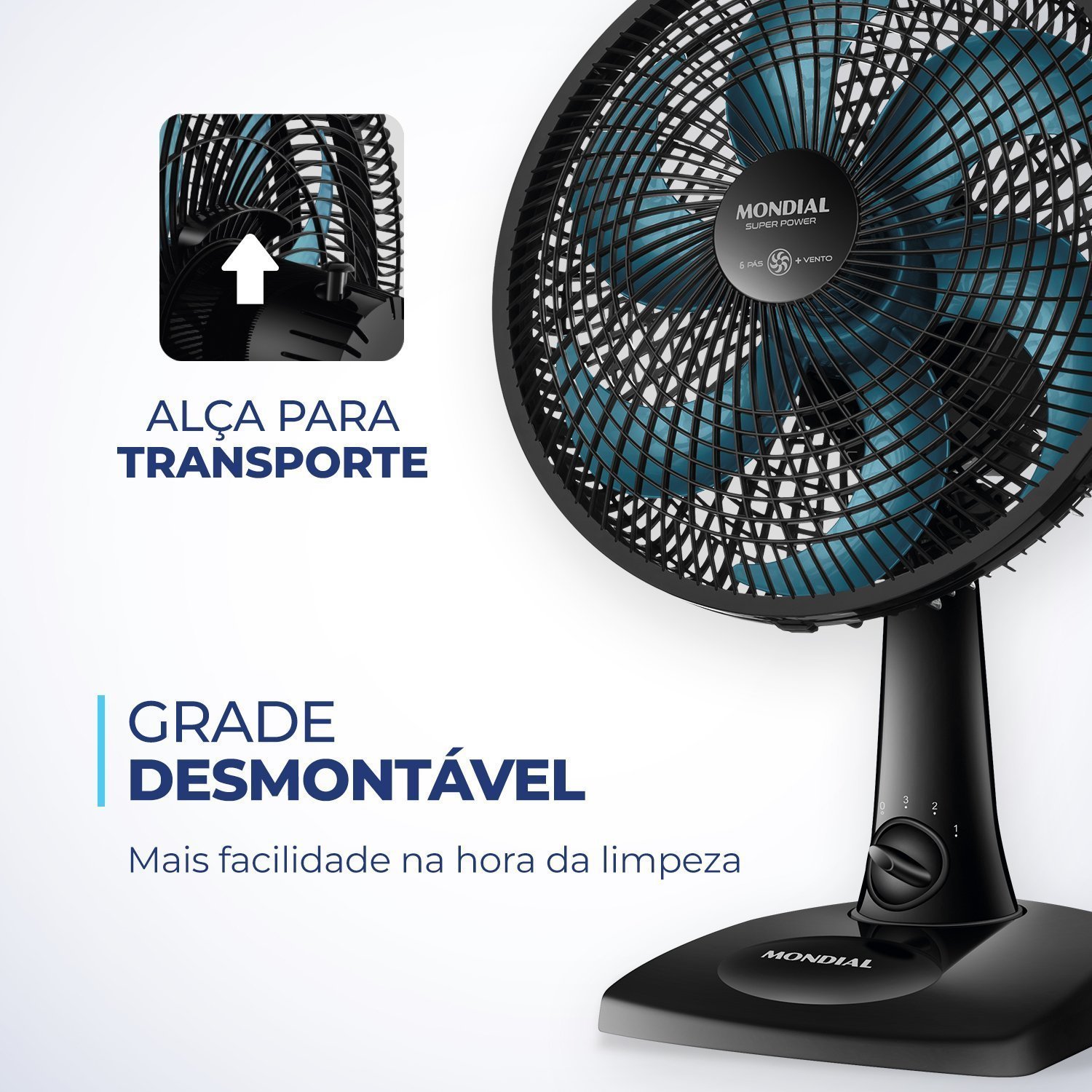 Ventilador de Mesa 30cm Super Power 60w 127v Vsp-30-ap Mondial - 6