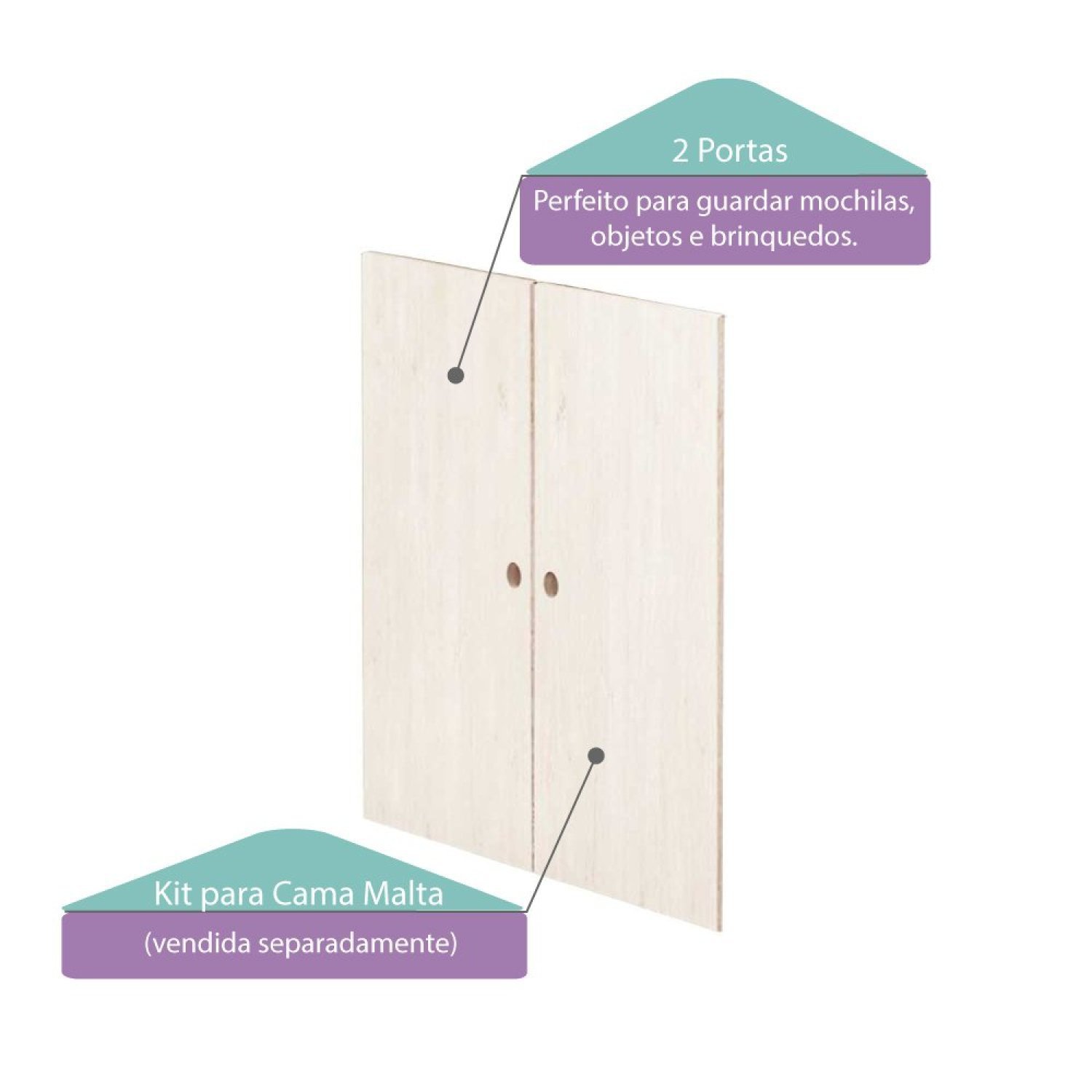 Kit 2 Portas para Cama Malta Casatema - 3