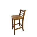 Ver imagem 6 de Kit 3 Banquetas Rubi Nogueira Alta em Madeira Maciça de Eucalipto Encosto em Madeira Corino Caramelo