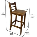 Ver imagem 4 de Kit 3 Banquetas Rubi Nogueira Alta em Madeira Maciça de Eucalipto Encosto em Madeira Corino Caramelo