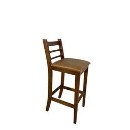 Kit 3 Banquetas Rubi Nogueira Alta em Madeira Maciça de Eucalipto Encosto em Madeira Corino Caramelo - 8 Kit 3 Banquetas Rubi Nogueira Alta em Madeira Maciça de Eucalipto Encosto em Madeira Corino Caramelo - 8