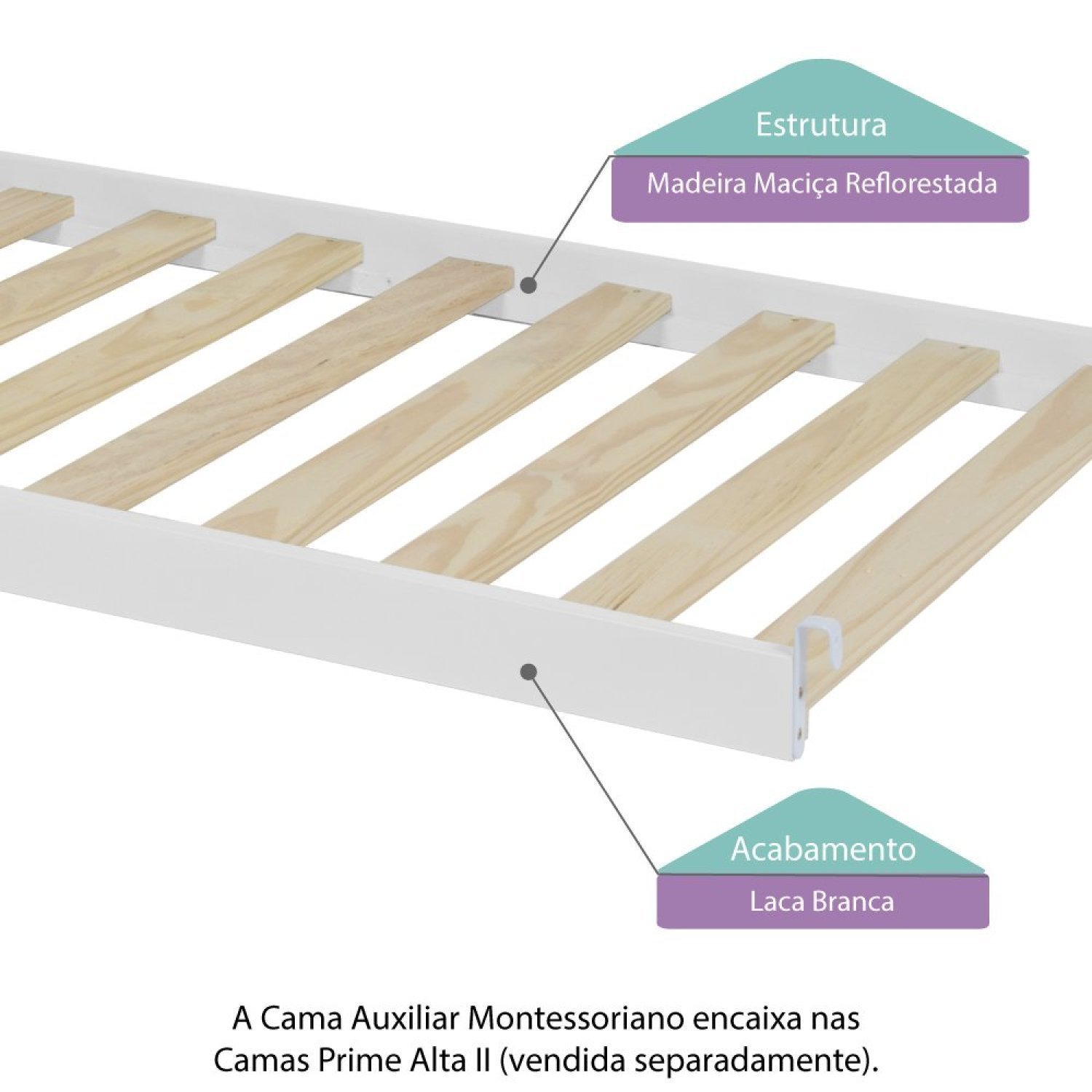 Cama Auxiliar Montessoriano em Madeira Maciça Casatema - 5