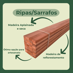 20 Ripas Sarrafos Eucalipto 1x2x50cm Aplainado Artesanato - 5