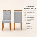 Ver imagem 3 de Sala de Jantar Mesa Atenas e 4 Cadeiras Milão Madeira Maciça Linho Cinza Prata Móveis Mundial