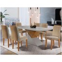 Ver imagem 1 de Mesa Aster 180 Tampo Em Mdf Canto Reto Com 6 Cadeiras Lunara Moderna Turim / Off White / Imbuia