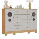 Ver imagem 2 de Cômoda Infantil 125cm 2 Portas com Vidro e 4 Gavetas Bombom Multimóveis Mp4465 Madeirado/off White