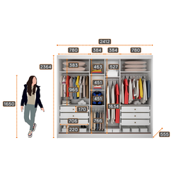 Guarda-Roupa Casal MDF com Espelho 3 Portas 6 Gavetas Soberano - 4