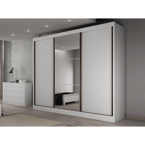 Guarda-Roupa Casal MDF com Espelho 3 Portas 6 Gavetas Soberano Branco