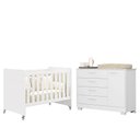 Ver imagem 1 de Jogo de Quarto Infantil Cômoda Zaki e Berço Evolution Branco Fosco - Reller Móveis