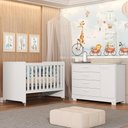 Ver imagem 2 de Jogo de Quarto Infantil Cômoda Zaki e Berço Evolution Branco Fosco - Reller Móveis