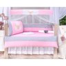 Kit Berço Menina Rosa Padrão Americano Ovelha Bordado 10 Peças 100% Algodão - 6