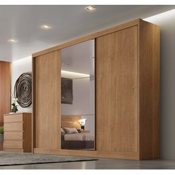 Guarda-Roupa Casal MDF com Espelho 3 Portas 6 Gavetas Soberano - 1