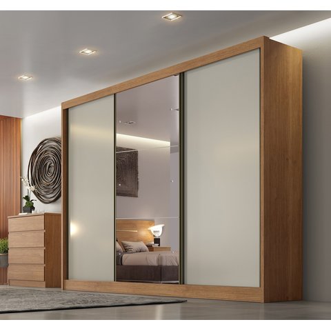 Guarda-Roupa Casal MDF com Espelho 3 Portas 6 Gavetas Soberano
