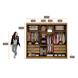 Guarda-Roupa Casal MDF com Espelho 3 Portas 6 Gavetas Soberano - 3