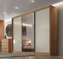 Ver imagem 1 de Guarda-Roupa Casal MDF com Espelho 3 Portas 6 Gavetas Soberano Marrom/Cumaru Fendi