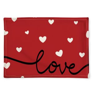 Lugar Americano Vermelho com Estampa Love e Corações - Romântico e Impactante - 37x50cm