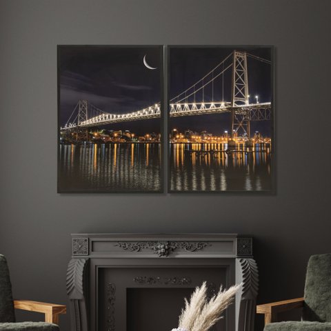 Quadro Ponte Iluminada Duplo 50x70 - 2 Peças