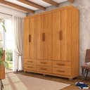 Ver imagem 1 de Guarda-Roupa 6 Portas 6 Gavetas com Pés Denver Marrom/Cinamomo