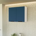 Ver imagem 1 de Armário de Cozinha Aéreo Meena 80x66cm com 2 Portas Branco/Azul 250014