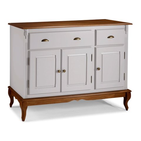 Balcão Buffet 3 Portas 2 Gavetas Hannover 60803 Linz Móveis - Off White/Imbuia