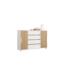 Ver imagem 4 de Cômoda 2 Portas Correr 4 Gavetas Evidenza Branco/Freijó
