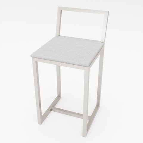 Banqueta Baixa Para Cozinha Industrial Assento Estofado White 