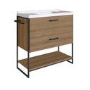 Ver imagem 2 de Gabinete para Banheiro 80cm com Lavatório Marrom/Preto/Mel