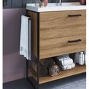 Ver imagem 5 de Gabinete para Banheiro 80cm com Lavatório Marrom/Preto/Mel
