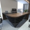 Ver imagem 6 de Conjunto Home Office 2 Peças 1 Mesa Tamburato em L 1 Gaveteiro com Chave e Rodízios 3 Gavetas Charuto e Preto Marrom Artany