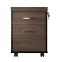 Ver imagem 4 de Conjunto Home Office 2 Peças 1 Mesa Tamburato em L 1 Gaveteiro com Chave e Rodízios 3 Gavetas Charuto e Preto Marrom Artany